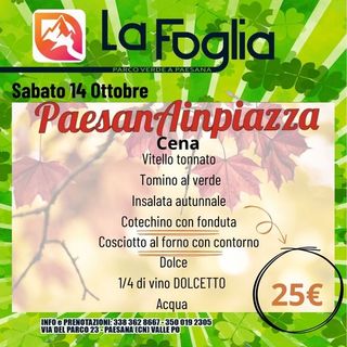 ‘Cena del margaro’ al Parco ‘La foglia’ di Paesana