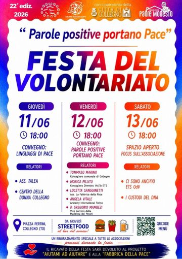 Millemani e la Festa del Volontariato a Collegno: tre giorni in piazza per parlare di pace