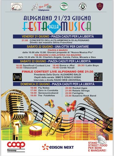 Ad Alpignano tutto pronto per l'edizione 2024 della Festa della Musica