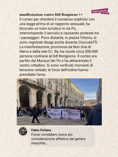 Corteo per la legge sul consenso, post di scherno del consigliere di FdI. Conticelli (Pd) all'attacco: "Si dimetta"