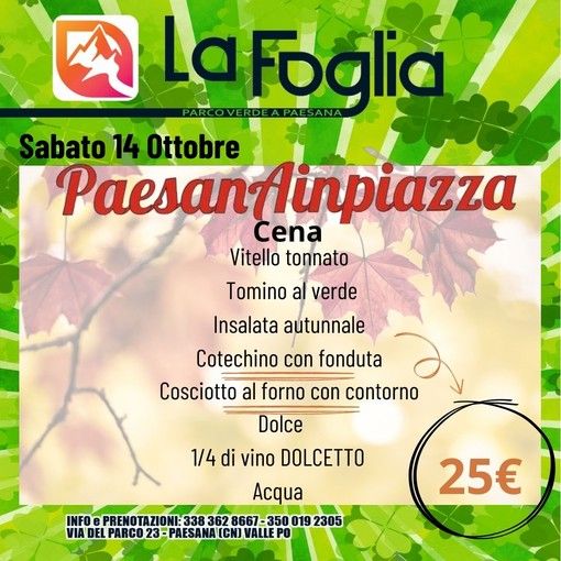 ‘Cena del margaro’ al Parco ‘La foglia’ di Paesana
