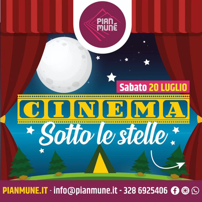 Pian Munè: Cena e Cinema all’aperto sabato 20 luglio Pian Munè: Cena e Cinema all’aperto sabato 20 luglio