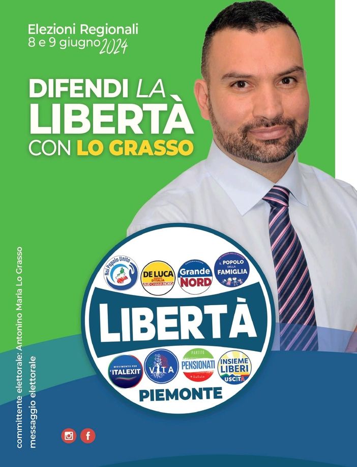 Antonino Maria Lo Grasso, candidato di Libertà Piemonte Antonino Maria Lo Grasso, candidato di Libertà Piemonte