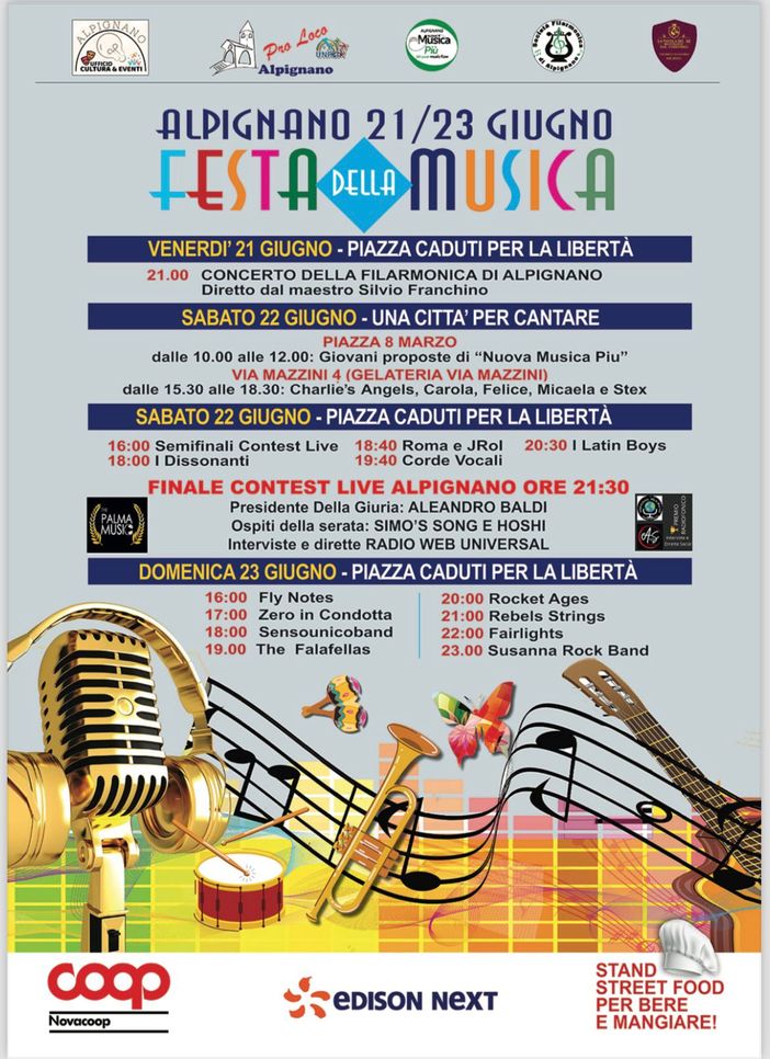 Ad Alpignano tutto pronto per l'edizione 2024 della Festa della Musica