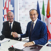 Il ministro Calderoli insieme al presidente Cirio Il ministro Calderoli insieme al presidente Cirio