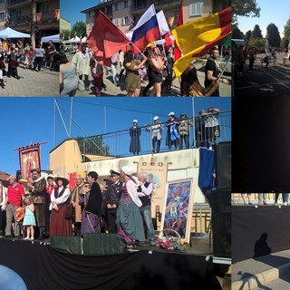 Un collage di immagini delle passate edizioni del Palio della Gru