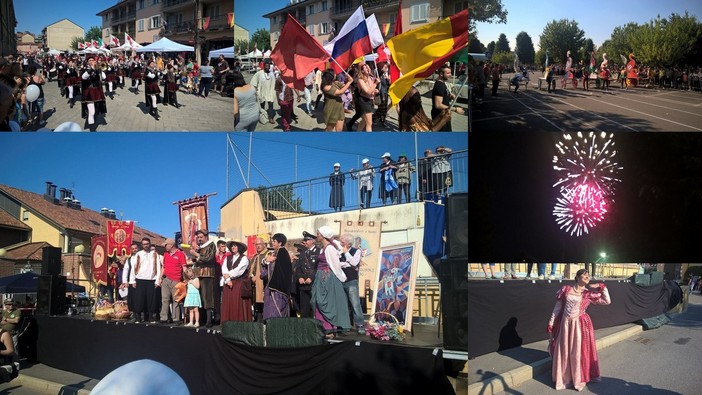 Un collage di immagini delle passate edizioni del Palio della Gru