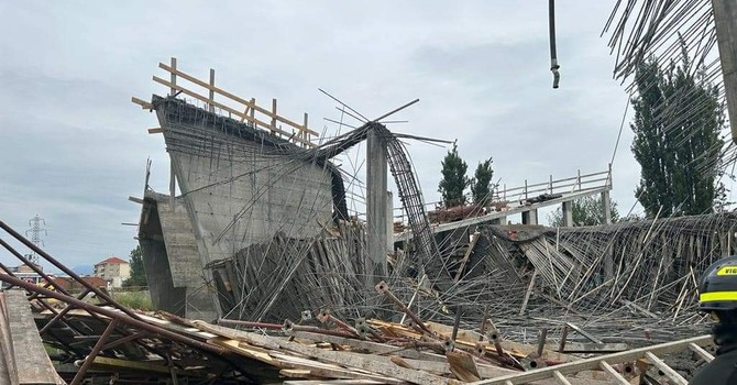 Una immagine del crollo del ponteggio del 5 ottobre 2022