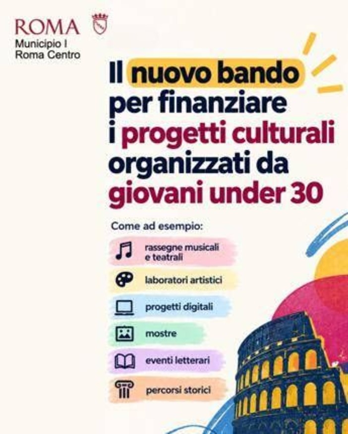 Roma, al via al primo Municipio bando per finanziare progetti culturali dei giovani under 30 Roma, al via al primo Municipio bando per finanziare progetti culturali dei giovani under 30