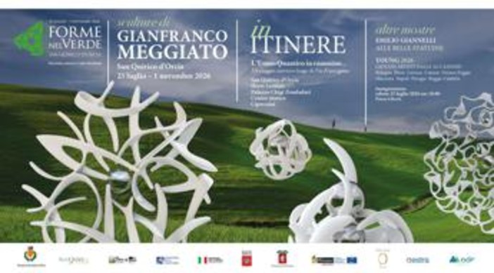 Siena, a San Quirico d’Orcia l’uomo quantico di Meggiato lungo la Via Francigena