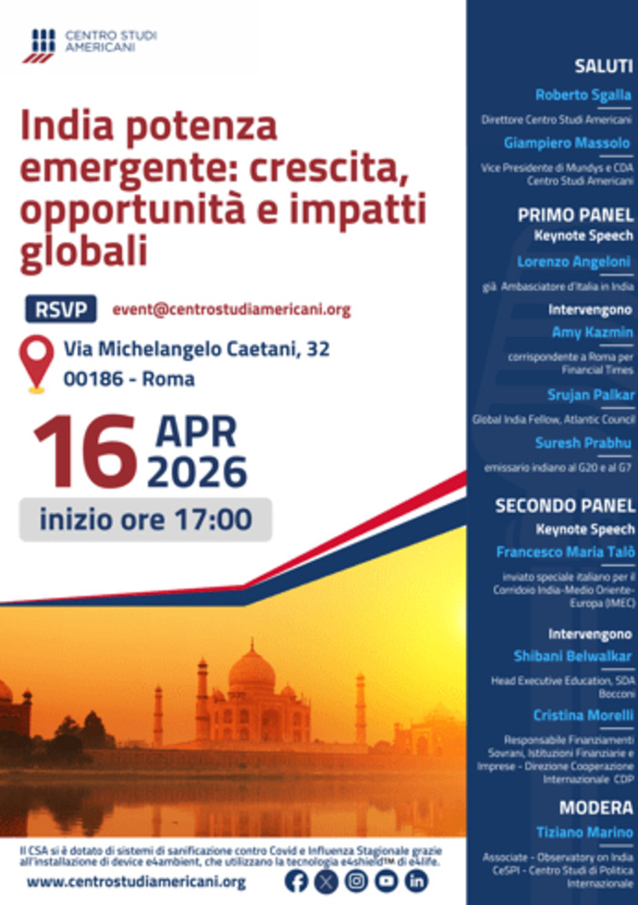 India potenza emergente: evento a Roma su crescita, opportunità e impatti globali