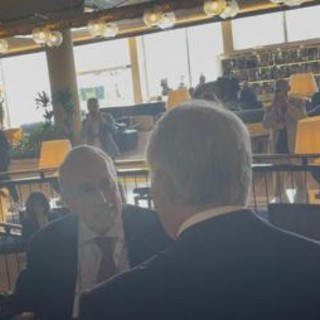 Assemblea elettiva Figc, stretta di mano Abete-Malagò prima dell'inizio